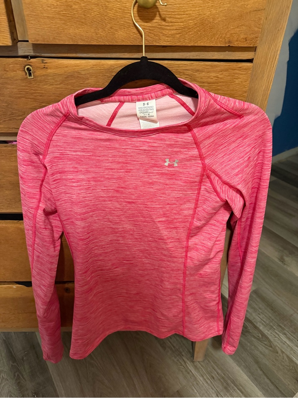 Under Armour Heathered Pink Long Sleeve Workout Top